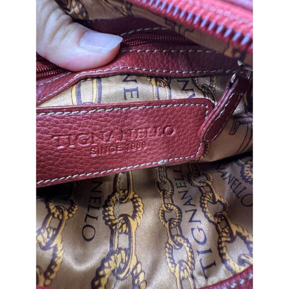 Tignanello Red Pebble Leather Crossbody Bag Built in Organizer Wallet Purse - Picture 10 of 15
